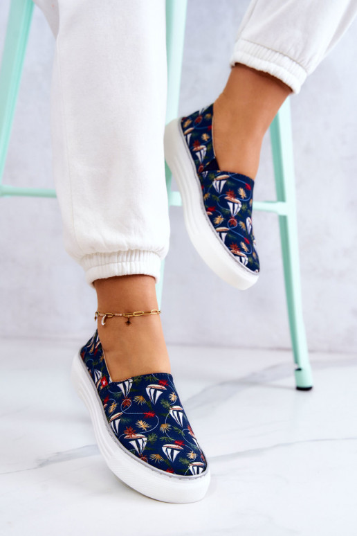 Sportbačiai Slip On Memory Foam Big Star JJ276016 tamsiai mėlynos spalvos  Sportbačiai Slip On Memory Foam Big Star JJ276016 tamsiai mėlynos spalvos