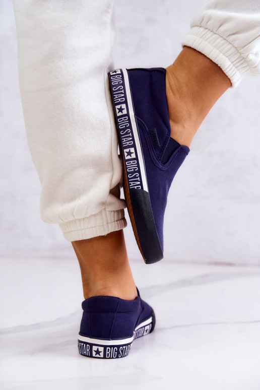 Sportbačiai Slip-on Big Star HH274011 tamsiai mėlynos spalvos  Sportbačiai Slip-on Big Star HH274011 tamsiai mėlynos spalvos