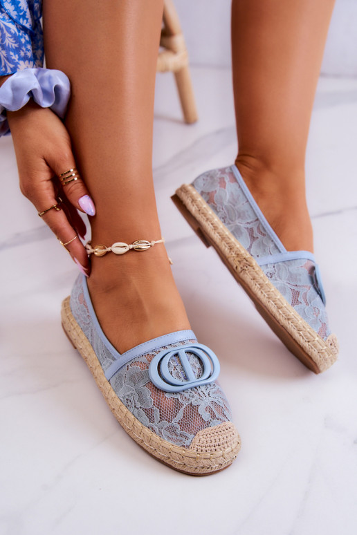 Espadrilės iš nėrinių su ornamentais mėlynos spalvos Summer Dream Espadrilės iš nėrinių su ornamentais mėlynos spalvos Summer Dream