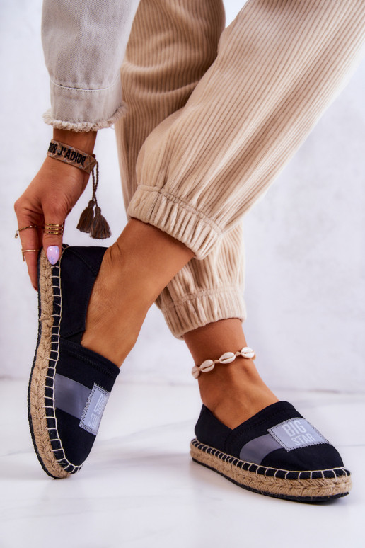 Stilingos Slip On espadrilės Big Star JJ274963 juodos spalvos Stilingos Slip On espadrilės Big Star JJ274963 juodos spalvos