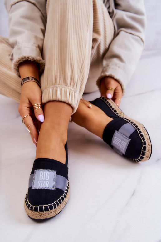 Stilingos Slip On espadrilės Big Star JJ274963 juodos spalvos Stilingos Slip On espadrilės Big Star JJ274963 juodos spalvos