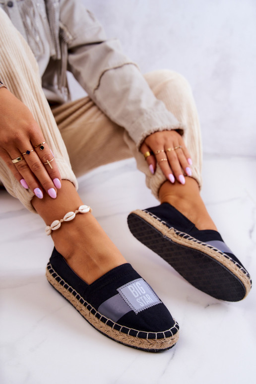 Stilingos Slip On espadrilės Big Star JJ274963 juodos spalvos Stilingos Slip On espadrilės Big Star JJ274963 juodos spalvos