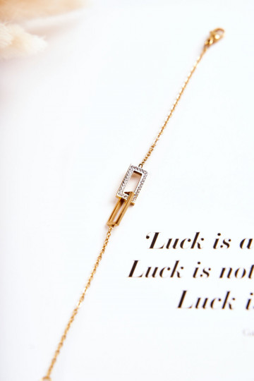 Dámský náramek celebrity ocel s kubickými zirkony zlato