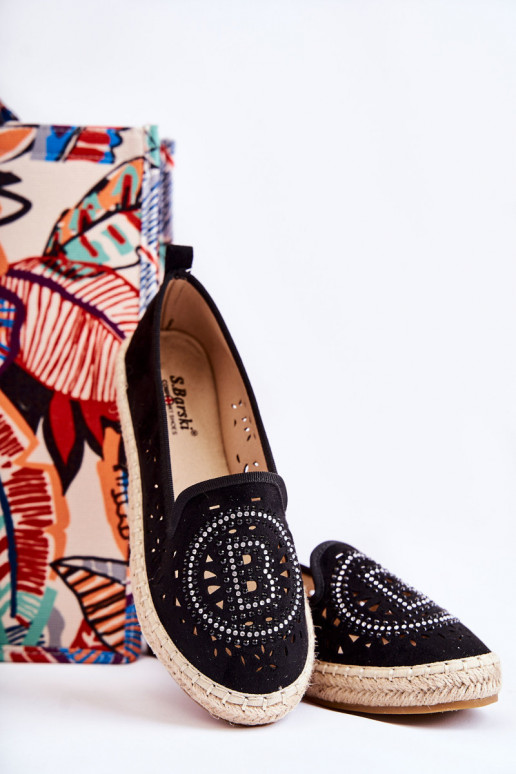 su aužūro elementais Įsispiriamo modelio  espadrilės juodos spalvos Meredith su aužūro elementais Įsispiriamo modelio  espadrilės juodos spalvos Meredith