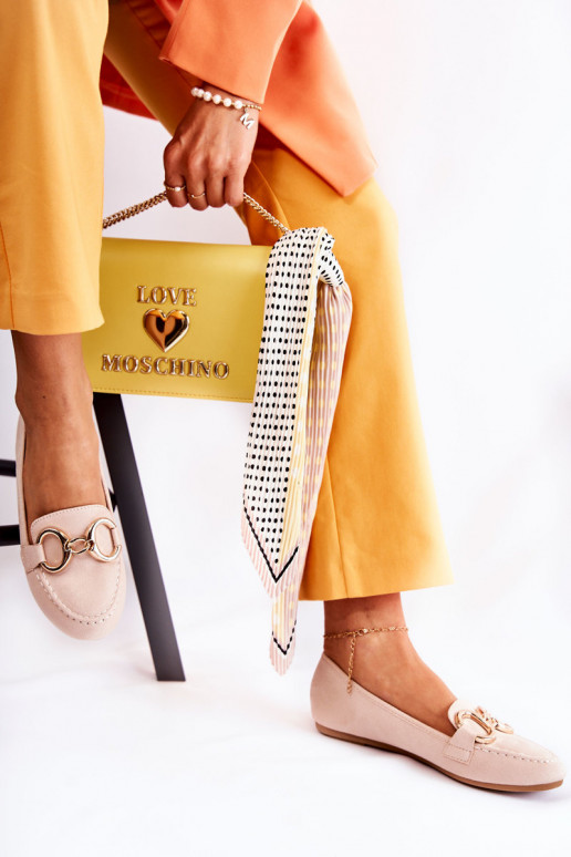  iš zomšos Mokasinai su ornamentais smėlio spalvos Reality