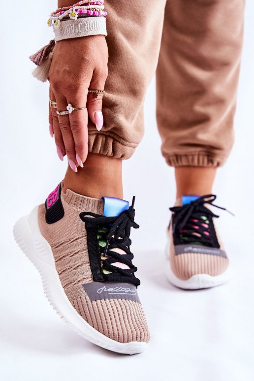 Sneakers modelio batai smėlio spalvos Klayra Sneakers modelio batai smėlio spalvos Klayra