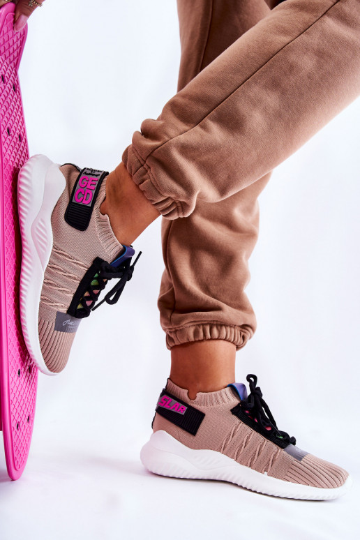 Sneakers modelio batai smėlio spalvos Klayra Sneakers modelio batai smėlio spalvos Klayra