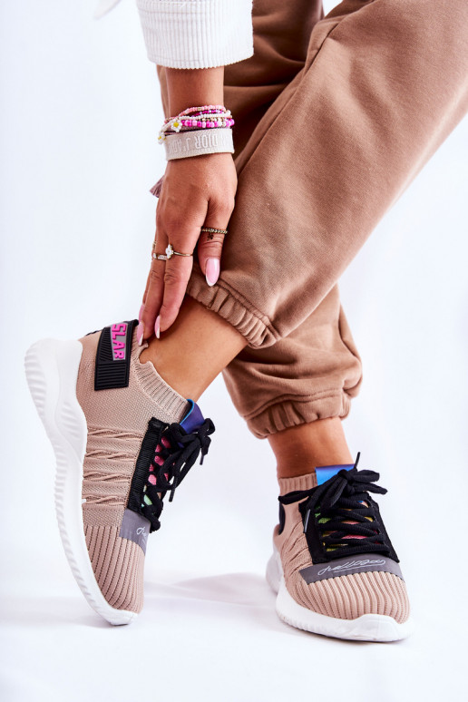 Sneakers modelio batai smėlio spalvos Klayra Sneakers modelio batai smėlio spalvos Klayra