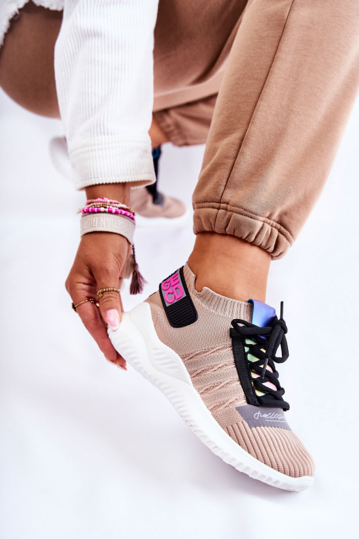 Sneakers modelio batai smėlio spalvos Klayra Sneakers modelio batai smėlio spalvos Klayra