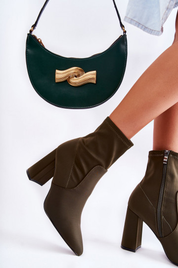 Aulinukai medžiaginės su kulniukais chaki spalvos Amile 2