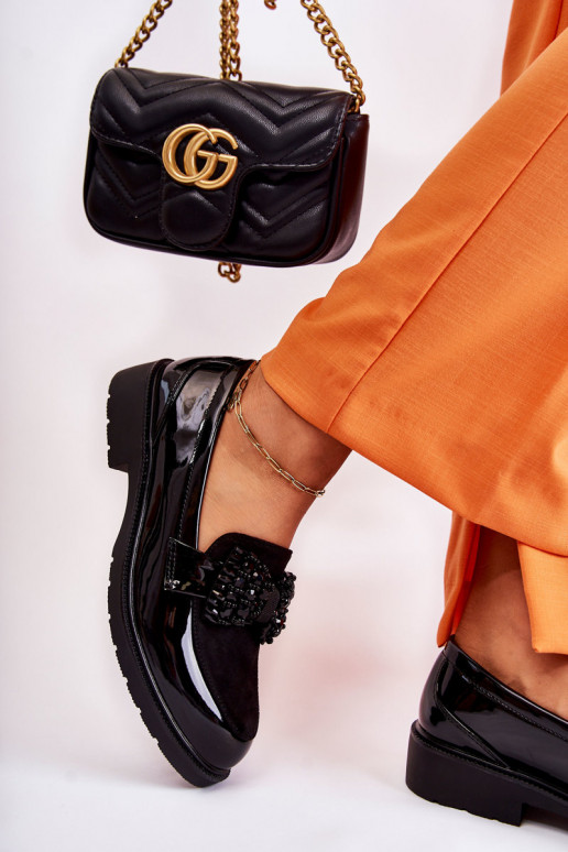 batai su lako efektu su kaspinais juodos spalvos Laurent  batai su lako efektu su kaspinais juodos spalvos Laurent