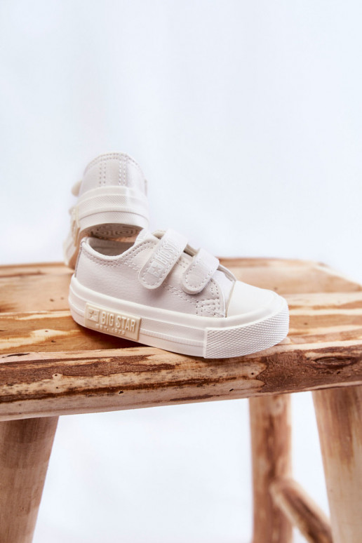 Dětské kožené tenisky na suchý zip BIG STAR KK374091 Bílá Dětské kožené tenisky na suchý zip BIG STAR KK374091 Bílá