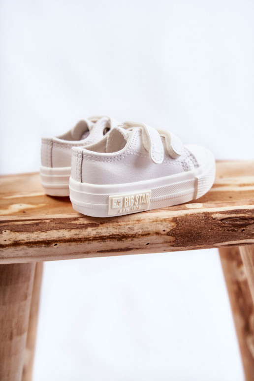 Dětské kožené tenisky na suchý zip BIG STAR KK374091 Bílá Dětské kožené tenisky na suchý zip BIG STAR KK374091 Bílá