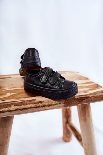 Dětské kožené tenisky na suchý zip BIG STAR KK374090 Černá 2