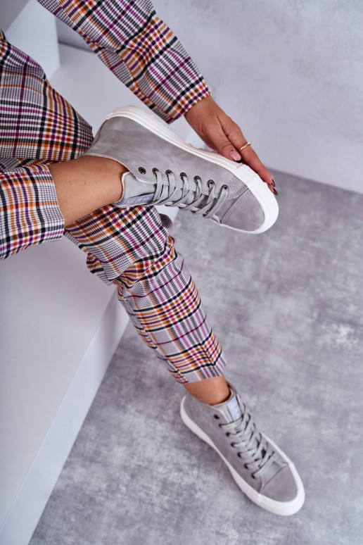 Dámské Tenisky Big Star Vysoké Zateplené Šedé EE274114