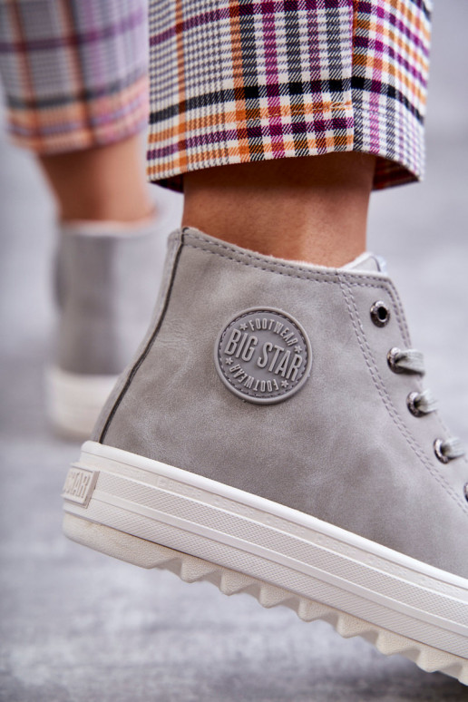 Dámské Tenisky Big Star Vysoké Zateplené Šedé EE274114