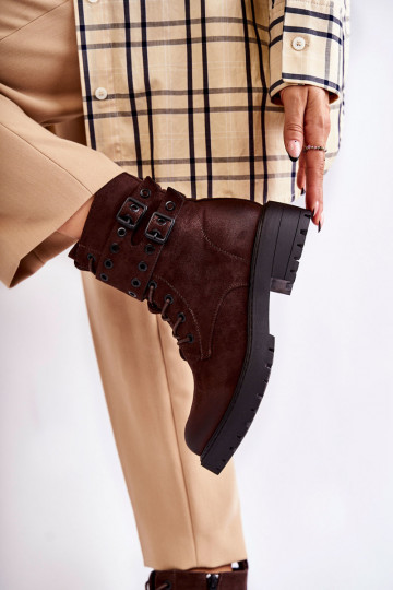 Dámské semišové teplé boty Hněde stříbrná 2