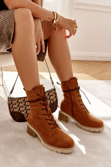  pašiltinti Aulinukai batai su kulniukais rudos spalvos Julieta