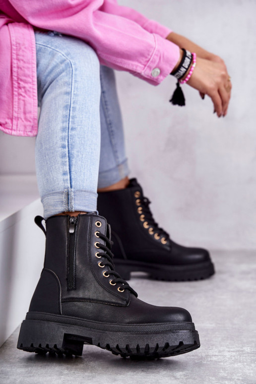 Dámské zateplené kožené kozačky světle Černé Dorchen Dámské zateplené kožené kozačky světle Černé Dorchen