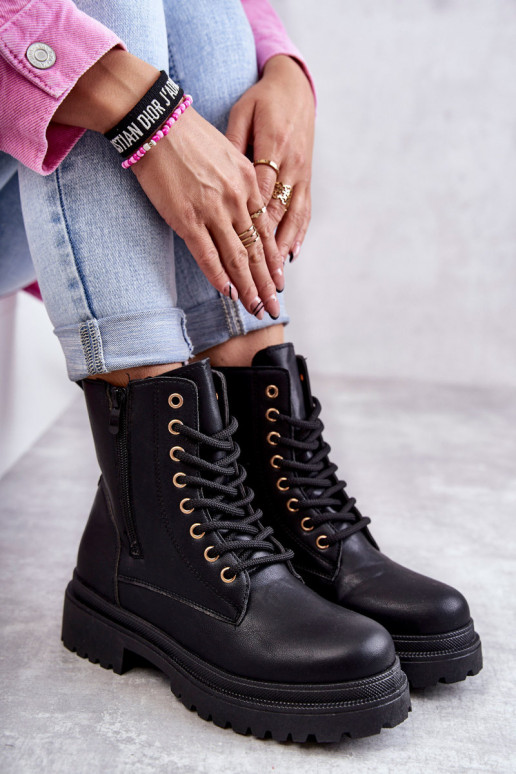 Dámské zateplené kožené kozačky světle Černé Dorchen Dámské zateplené kožené kozačky světle Černé Dorchen