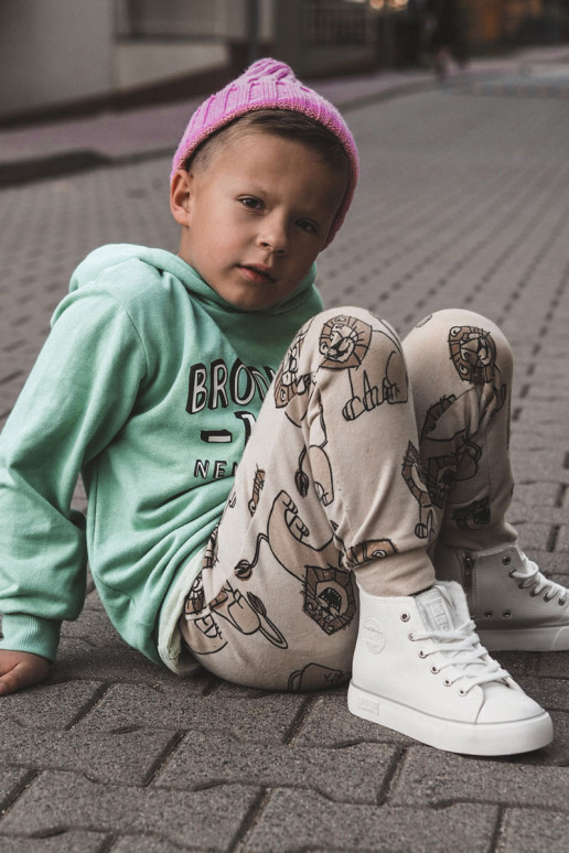Dětské vysoké tenisky se zipem Big Star KK374227 Bíle Dětské vysoké tenisky se zipem Big Star KK374227 Bíle
