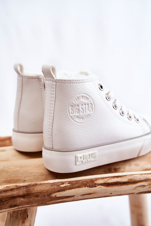 Dětské vysoké tenisky se zipem Big Star KK374227 Bíle Dětské vysoké tenisky se zipem Big Star KK374227 Bíle