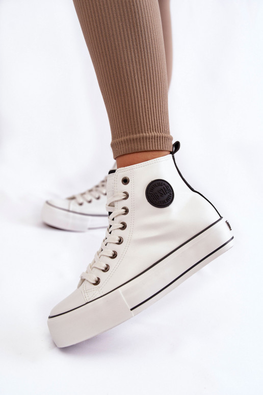 Dámské vysoké zateplené tenisky Big Star KK274170 Bíle