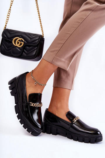 su lako efektu batai su grandinėlėmis Juodos spalvos Anne