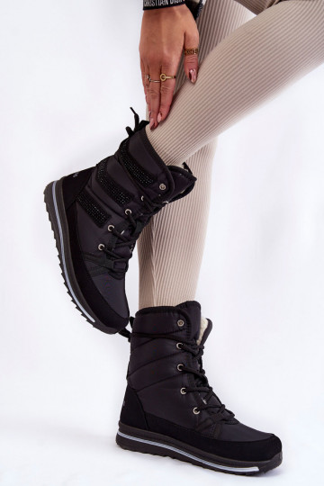 Dámské šněrovací boty do sněhu Progress PROGJ-22-134 Černé 2