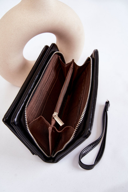 Dámská velká kožená peněženka s zipem Černá Shiness