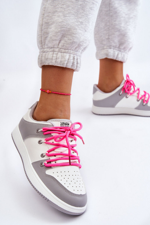 Dámské klasické dvoušněrovací tenisky bílo-šedé Jella Dámské klasické dvoušněrovací tenisky bílo-šedé Jella