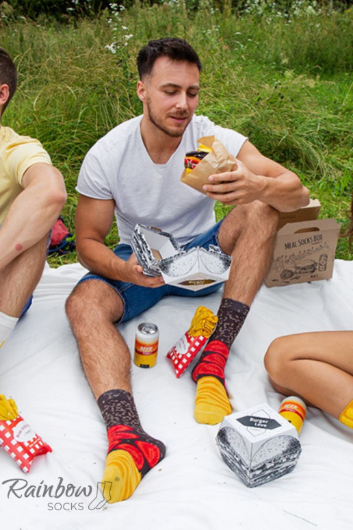 Rainbow Socks Jídlo Ponožky Box Burger Hranolky Pivo 5 párů Rainbow Socks Jídlo Ponožky Box Burger Hranolky Pivo 5 párů