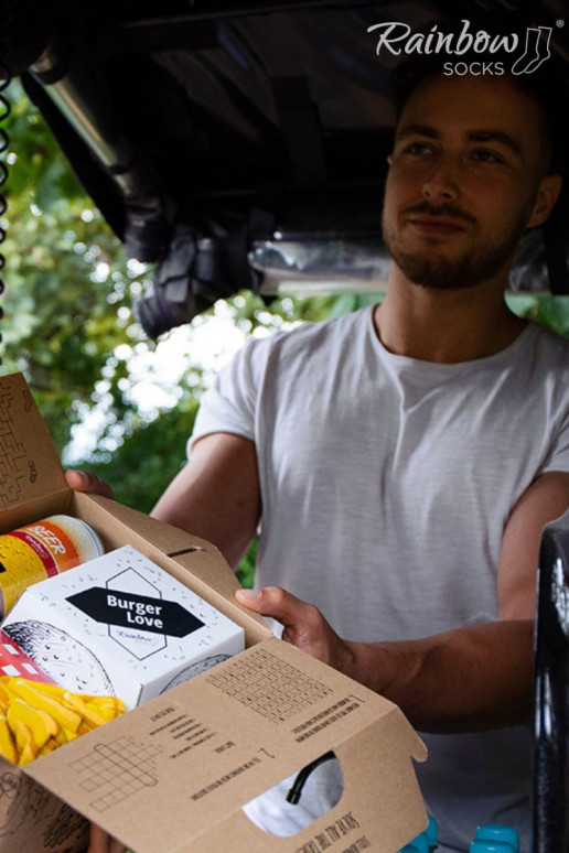 Rainbow Socks Jídlo Ponožky Box Burger Hranolky Pivo 5 párů Rainbow Socks Jídlo Ponožky Box Burger Hranolky Pivo 5 párů