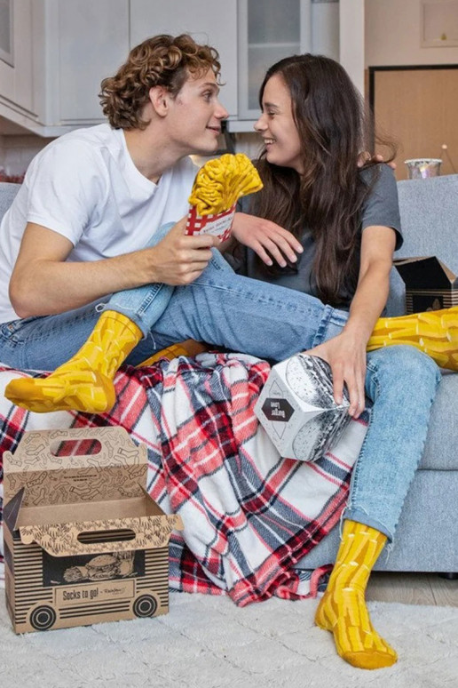 Rainbow Socks Takeaway Burger Fries 4 páry Rainbow Socks Takeaway Burger Fries 4 páry