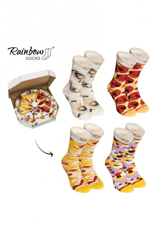 Rainbow Socks Pizza 4 páry Havajská Pepperoni Capricciosa Rainbow Socks Pizza 4 páry Havajská Pepperoni Capricciosa