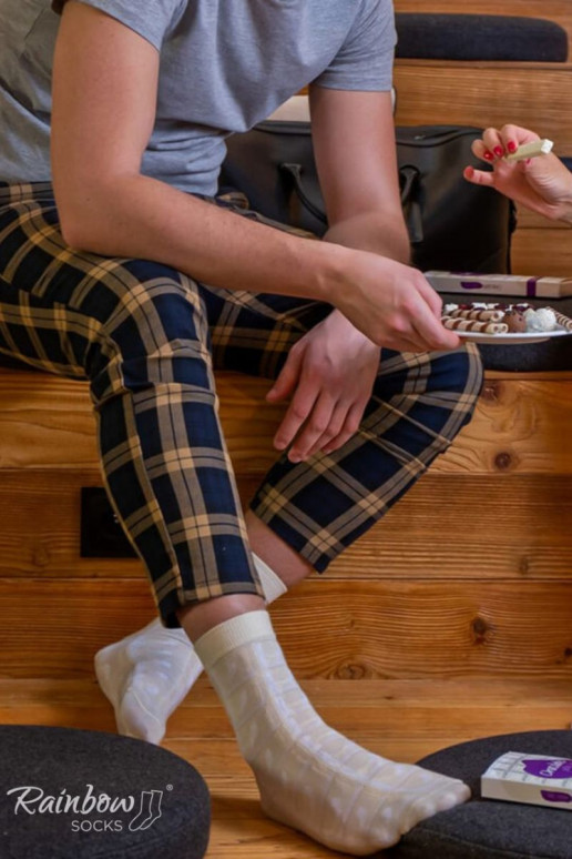 Duhové ponožky bílá čokoláda 1 pár Duhové ponožky bílá čokoláda 1 pár