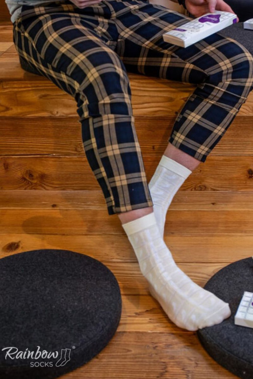 Duhové ponožky bílá čokoláda 1 pár Duhové ponožky bílá čokoláda 1 pár