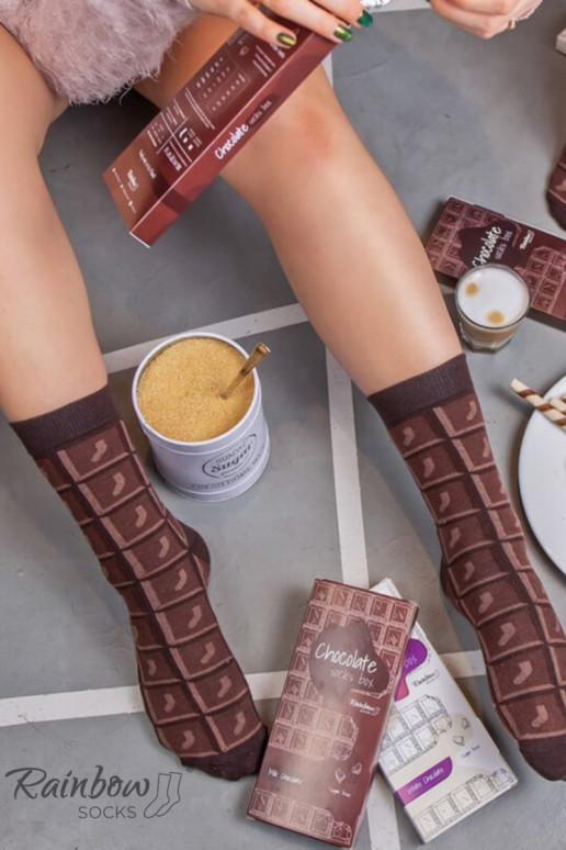 Duhové ponožky Mléčný čokoláda 1 pár Duhové ponožky Mléčný čokoláda 1 pár