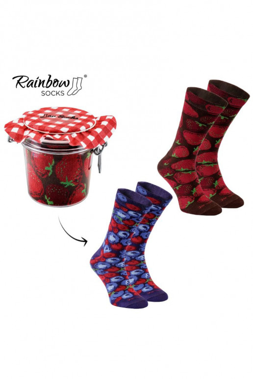 Duhové Ponožky Borůvky Jahody Ve Sklenici 2 Párů Duhové Ponožky Borůvky Jahody Ve Sklenici 2 Párů