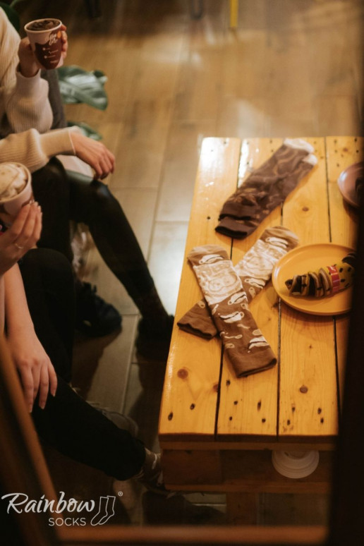 Duhové ponožky Káva Cappuccino 1 pár Duhové ponožky Káva Cappuccino 1 pár