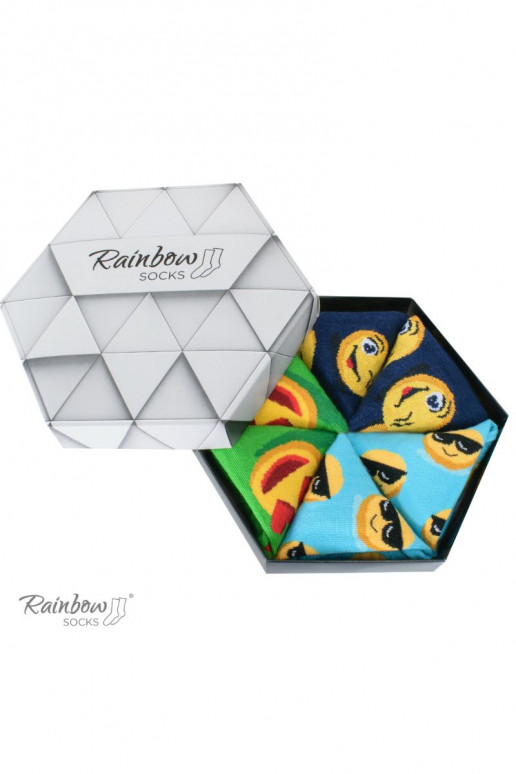 Duhové Ponožky Emotikony Brainy Smiley Lover 3 Páry Duhové Ponožky Emotikony Brainy Smiley Lover 3 Páry