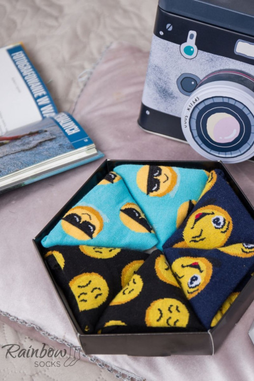 Duhové Ponožky Emotikony Smiley Sadness Brainy 3 Páry Duhové Ponožky Emotikony Smiley Sadness Brainy 3 Páry