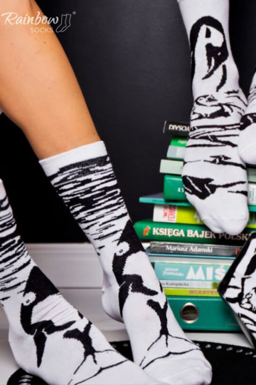 Duhové ponožky se zvířecími motivy Tučňák Orca černá a bílá 2 páry 2