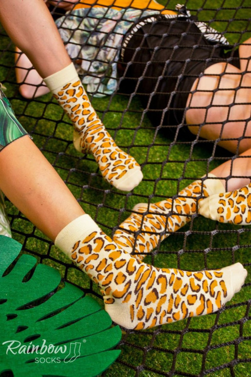 Duhové ponožky Motivy divokých zvířat Žirafa Panther Tiger 3 páry Duhové ponožky Motivy divokých zvířat Žirafa Panther Tiger 3 páry