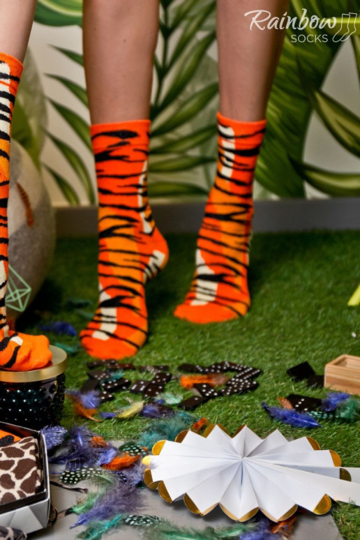 Duhové ponožky Motivy divokých zvířat Žirafa Panther Tiger 3 páry Duhové ponožky Motivy divokých zvířat Žirafa Panther Tiger 3 páry