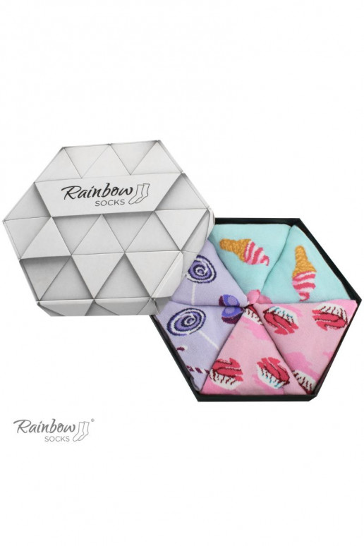 Duhové Rainbow Socks Ponožky Sladkosti V Krabičce 3 Párů Duhové Rainbow Socks Ponožky Sladkosti V Krabičce 3 Párů