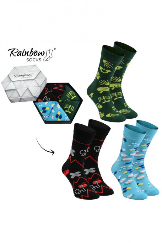 Duhové Rainbow Socks Ponožky Pro lékaře a mediky 3 Párů