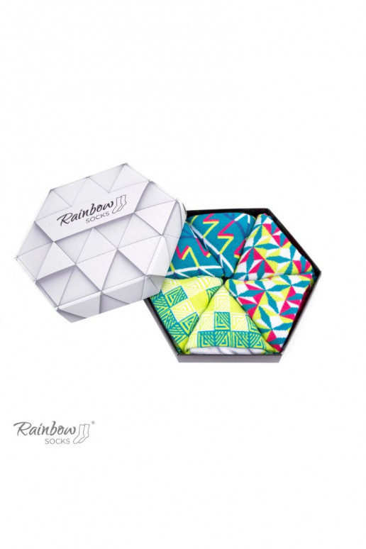 Duhové Rainbow Socks Ponožky V Geometrických Vzorech 3 Párů Duhové Rainbow Socks Ponožky V Geometrických Vzorech 3 Párů