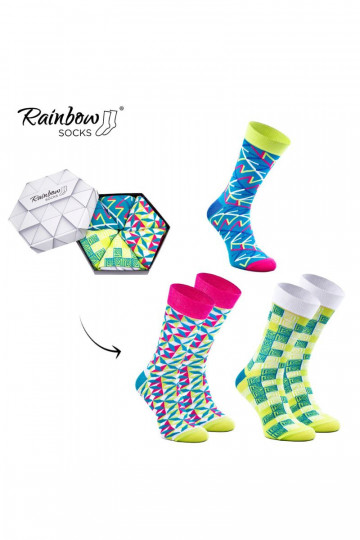 Duhové Rainbow Socks Ponožky V Geometrických Vzorech 3 Párů 2