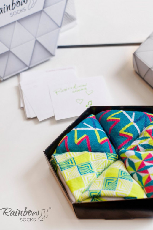 Duhové Rainbow Socks Ponožky V Geometrických Vzorech 3 Párů Duhové Rainbow Socks Ponožky V Geometrických Vzorech 3 Párů